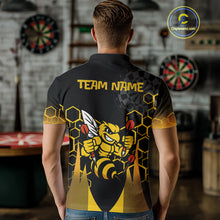 Load image into Gallery viewer, Personalized Yellow Black Funny Bee Darts Shirt For Men Custom Darts Jersey Outfit Polo &amp; 1/4 Zip TDM4681