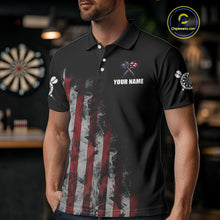 Load image into Gallery viewer, Customized American Flag Smoke Darts Shirt For Men, Patriotic Darts Jersey Team Polo &amp; 1/4 Zip TDM4887