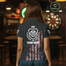 Load image into Gallery viewer, Customized American Flag Smoke Darts Shirt For Women, Patriotic Darts Jersey Team Polo &amp; 1/4 Zip TDM4887