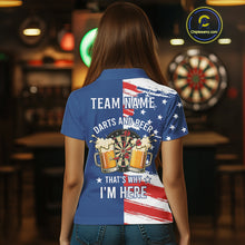 Load image into Gallery viewer, Darts And Beer That&#39;s Why I&#39;m Here Funny Dart Shirt For Women Custom Patriotic US Flag Dart Jersey TDM4888