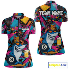Load image into Gallery viewer, Funny Shark Colorful Graffiti Style Custom 8 Ball Billiard Shirt For Women Best Billiard Team Jersey TDM4890