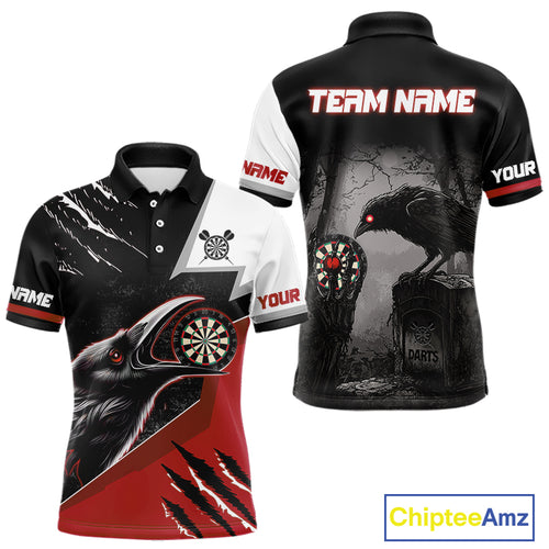 Personalized Raven Darts Shirt For Men Custom Black And Red Gothic Darts Team Jersey TDM5091