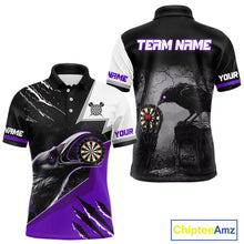 Load image into Gallery viewer, Personalized Raven Darts Shirt For Men Custom Black And Purple Gothic Darts Team Jersey TDM5092