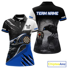 Load image into Gallery viewer, Personalized Raven Darts Shirt For Women Custom Black And Blue Gothic Darts Team Jersey TDM5093