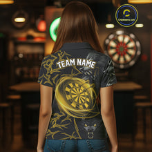 Load image into Gallery viewer, Personalized Wolf Dart Shirts For Women Custom Lights Dartboard Darts Team Jerseys |Gold TDM5094