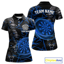 Load image into Gallery viewer, Personalized Wolf Dart Shirts For Women Custom Lights Dartboard Darts Team Jerseys |Blue TDM5095