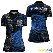 Load image into Gallery viewer, Personalized Wolf Dart Shirts For Women Custom Lights Dartboard Darts Team Jerseys |Blue TDM5095