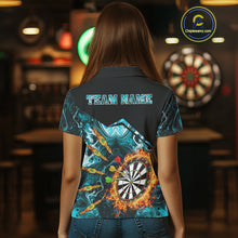 Load image into Gallery viewer, Personalized Turquoise Dartboard Fire Marble Darts Shirt For Women Custom Darts Team Jersey Outfit TDM5097