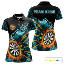 Load image into Gallery viewer, Personalized Turquoise Dartboard Fire Marble Darts Shirt For Women Custom Darts Team Jersey Outfit TDM5097