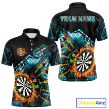 Load image into Gallery viewer, Personalized Turquoise Dartboard Fire Marble Darts Shirt For Men Custom Darts Team Jersey Outfit TDM5097
