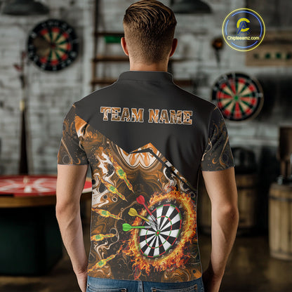 Personalized Orange Dartboard Fire Marble Darts Shirt For Men Custom Darts Team Jersey Outfit TDM5098