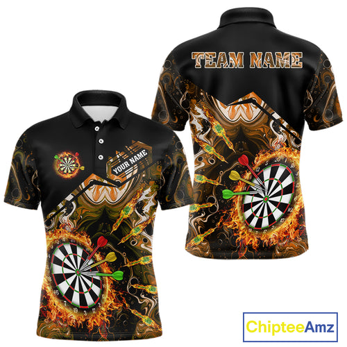 Personalized Orange Dartboard Fire Marble Darts Shirt For Men Custom Darts Team Jersey Outfit TDM5098