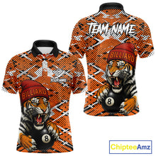 Load image into Gallery viewer, Personalized Orange Black Grunge Tiger Billiard Shirt For Men Custom 8 Ball Pool Team Jersey TDM5100