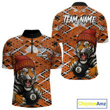 Load image into Gallery viewer, Personalized Orange Black Grunge Tiger Billiard Shirt For Men Custom 8 Ball Pool Team Jersey TDM5100