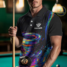 Load image into Gallery viewer, Funny 8 Ball Pool Colorful Splash Tornado Billiard Shirt For Men Custom Billiard Team Jersey TDM5575