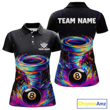 Load image into Gallery viewer, Funny 8 Ball Pool Colorful Splash Tornado Billiard Shirt For Women Custom Billiard Team Jersey TDM5575
