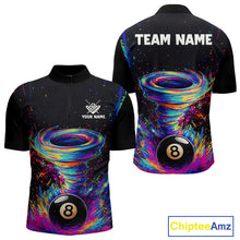 Load image into Gallery viewer, Funny 8 Ball Pool Colorful Splash Tornado Billiard Shirt For Men Custom Billiard Team Jersey TDM5575