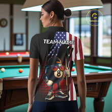 Load image into Gallery viewer, American Flag Funny 8 Ball Pool Billiard Shirt For Women Custom Patriotic Billiard Team Jersey TDM5576