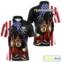 Load image into Gallery viewer, American Flag Funny 8 Ball Pool Billiard Shirt For Men Custom Patriotic Billiard Team Jersey TDM5576