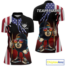 Load image into Gallery viewer, American Flag Funny 8 Ball Pool Billiard Shirt For Women Custom Patriotic Billiard Team Jersey TDM5576