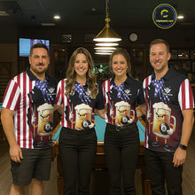 Load image into Gallery viewer, American Flag Funny Beer 8 Ball Billiard Shirt For Men Custom Patriotic Pool Team Jersey TDM5577