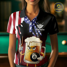 Load image into Gallery viewer, American Flag Funny Beer 8 Ball Billiard Shirt For Women Custom Patriotic Pool Team Jersey TDM5577