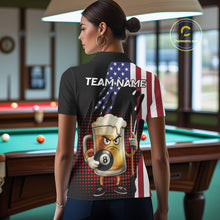 Load image into Gallery viewer, American Flag Funny Beer 8 Ball Billiard Shirt For Women Custom Patriotic Pool Team Jersey TDM5577