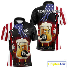 Load image into Gallery viewer, American Flag Funny Beer 8 Ball Billiard Shirt For Men Custom Patriotic Pool Team Jersey TDM5577