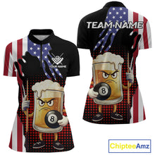 Load image into Gallery viewer, American Flag Funny Beer 8 Ball Billiard Shirt For Women Custom Patriotic Pool Team Jersey TDM5577
