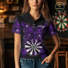 Load image into Gallery viewer, Purple Dartboard Butterfly Skull Darts Shirt For Women Custom Darts Team Jersey Polo &amp; 1/4 Zip TDM5582