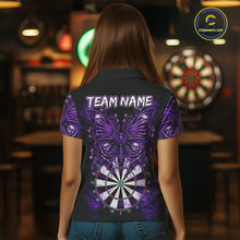 Load image into Gallery viewer, Purple Dartboard Butterfly Skull Darts Shirt For Women Custom Darts Team Jersey Polo &amp; 1/4 Zip TDM5582