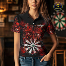 Load image into Gallery viewer, Red Dartboard Butterfly Skull Darts Shirt For Women Custom Darts League Team Jersey Polo &amp; 1/4 Zip TDM5583