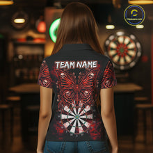 Load image into Gallery viewer, Red Dartboard Butterfly Skull Darts Shirt For Women Custom Darts League Team Jersey Polo &amp; 1/4 Zip TDM5583