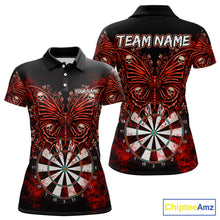 Load image into Gallery viewer, Red Dartboard Butterfly Skull Darts Shirt For Women Custom Darts League Team Jersey Polo &amp; 1/4 Zip TDM5583