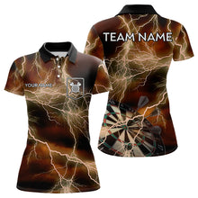 Load image into Gallery viewer, Black And Orange Thunder Lightning Dart Shirt With Pocket For Women Custom Dart Jersey TDM3803