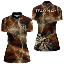 Load image into Gallery viewer, Black And Orange Thunder Lightning Dart Shirt With Pocket For Women Custom Dart Jersey TDM3803