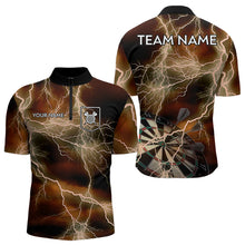 Load image into Gallery viewer, Black And Orange Thunder Lightning Dart Shirt With Pocket For Men Custom Dart Jersey TDM3803