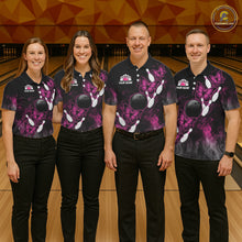 Load image into Gallery viewer, Pink Black Custom Butterfly Bowling Shirt For Men, Smoke Bowling Team Jersey Polo &amp; 1/4 Zip Shirt TDM6423