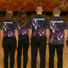 Load image into Gallery viewer, Pink Black Custom Butterfly Bowling Shirt For Men, Smoke Bowling Team Jersey Polo &amp; 1/4 Zip Shirt TDM6423