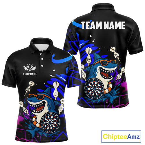 Funny Shark Darts Shirt For Men – Custom Dart Team Jersey | Polo & Quarter Zip Darts Shirt Style TDM4077