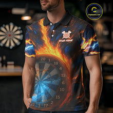 Load image into Gallery viewer, Personalized Blue And Orange Swirl Fire Flame Dart Shirt For Men Custom Darts League Team Jersey TDM4270