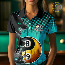 Load image into Gallery viewer, Funny Yin Yang Eyes Of Wolf Billiard Shirts For Women Custom 8 &amp; 9 Ball Billiard Jersey|Turquoise TDM4441