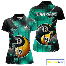 Load image into Gallery viewer, Funny Yin Yang Eyes Of Wolf Billiard Shirts For Women Custom 8 &amp; 9 Ball Billiard Jersey|Turquoise TDM4441