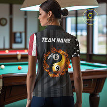 Load image into Gallery viewer, Black US Flag Yin-Yang 8 Ball &amp; 9 Ball Custom Billiard Shirts For Women Funny Billiard Jerseys TDM4683