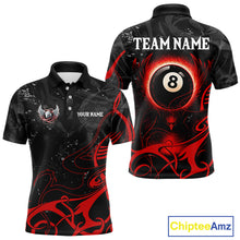 Load image into Gallery viewer, Personalized Black And Red 8 Ball Wings Billiard Shirt For Men Custom Tribal Pool Team Jersey TDM4684