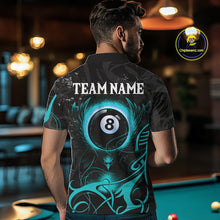 Load image into Gallery viewer, Personalized Black &amp; Turquoise 8 Ball Wings Billiard Shirt For Men Custom Tribal Pool Team Jersey TDM4686