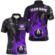 Load image into Gallery viewer, Personalized Wolf Flame 8 Ball Pool Fire Men Billiard Shirts Team League Billiard Jerseys |Purple TDM2618