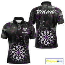 Load image into Gallery viewer, Personalized Purple Break Glass Darts Shirt For Men Custom Darts Team Jersey Polo &amp; 1/4 Zip TDM5101