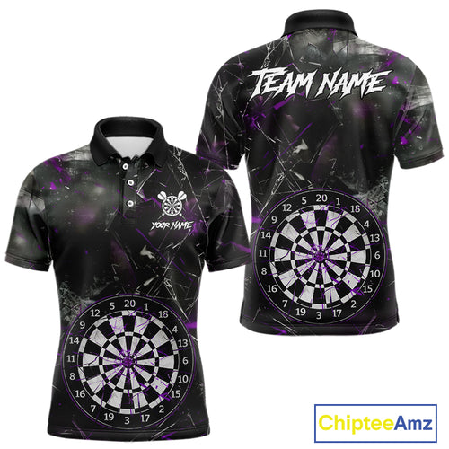 Personalized Purple Break Glass Darts Shirt For Men Custom Darts Team Jersey Polo & 1/4 Zip TDM5101