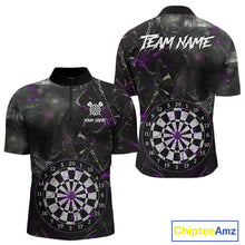 Load image into Gallery viewer, Personalized Purple Break Glass Darts Shirt For Men Custom Darts Team Jersey Polo &amp; 1/4 Zip TDM5101